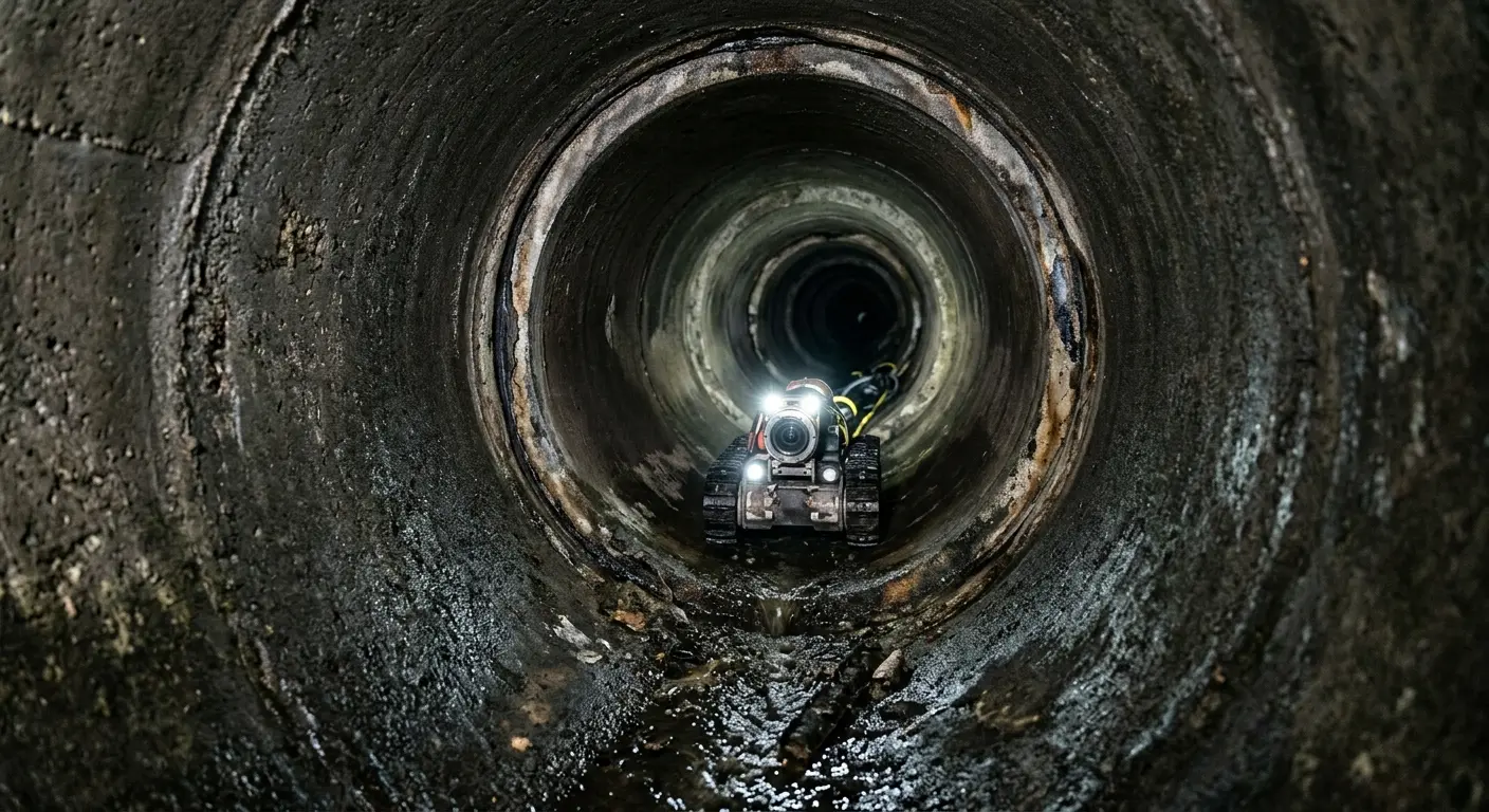 Robotic sewer camera inspecting pipe interior for Sewer Line Repair in Beachwood